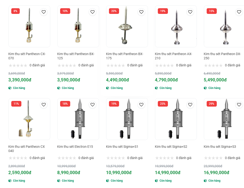 Một số mẫu kim thu sét được Tân Tiến cung cấp