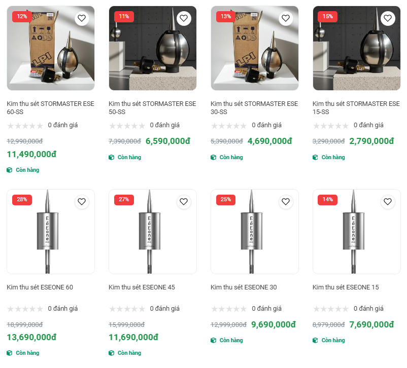 Một số Kim thu sét được Tân Tiến cung cấp