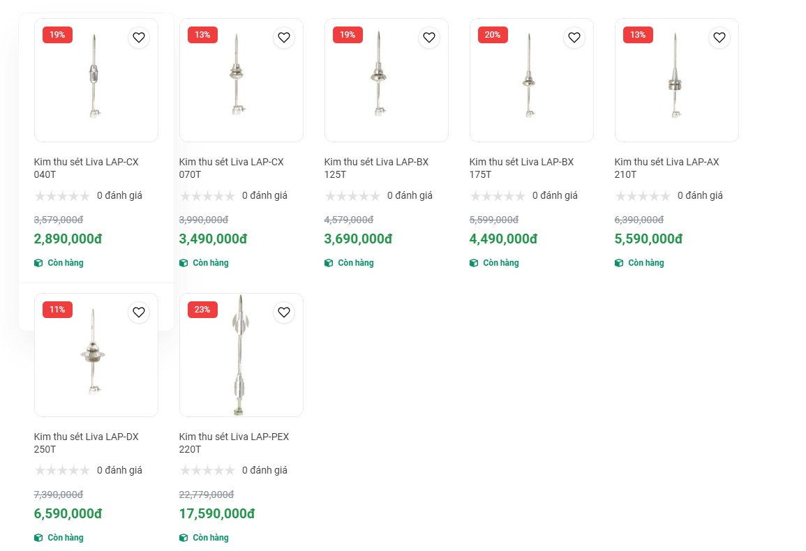 Một số mẫu Kim thu sét Liva tại Tân Tiến