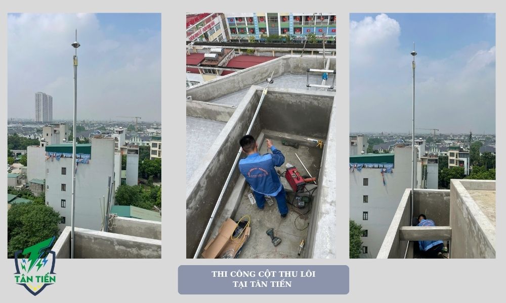 Thi công cột thu lôi