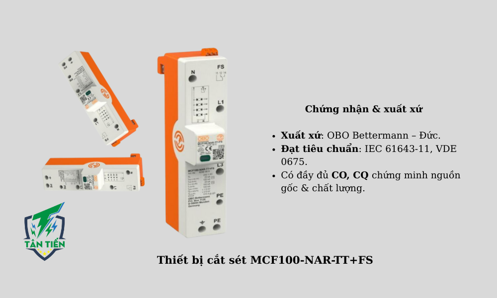Thiết bị cắt sét MCF100-NAR-TT+FS của OBO Bettermann (Đức)